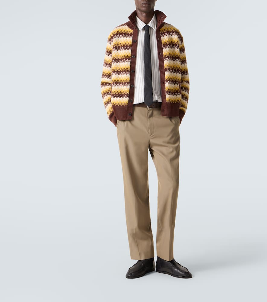 Jacquard cashmere and wool cardigan