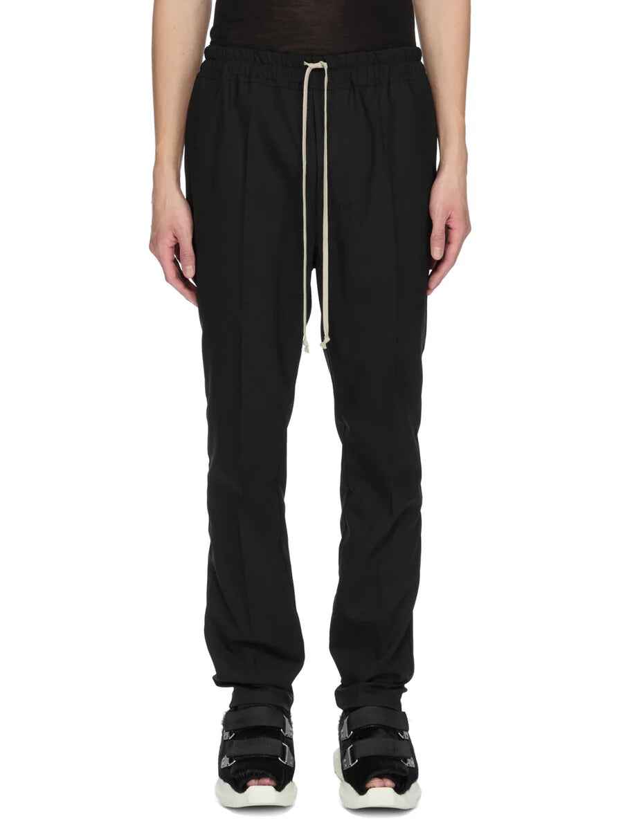 Drawstring Wool Trousers — Black