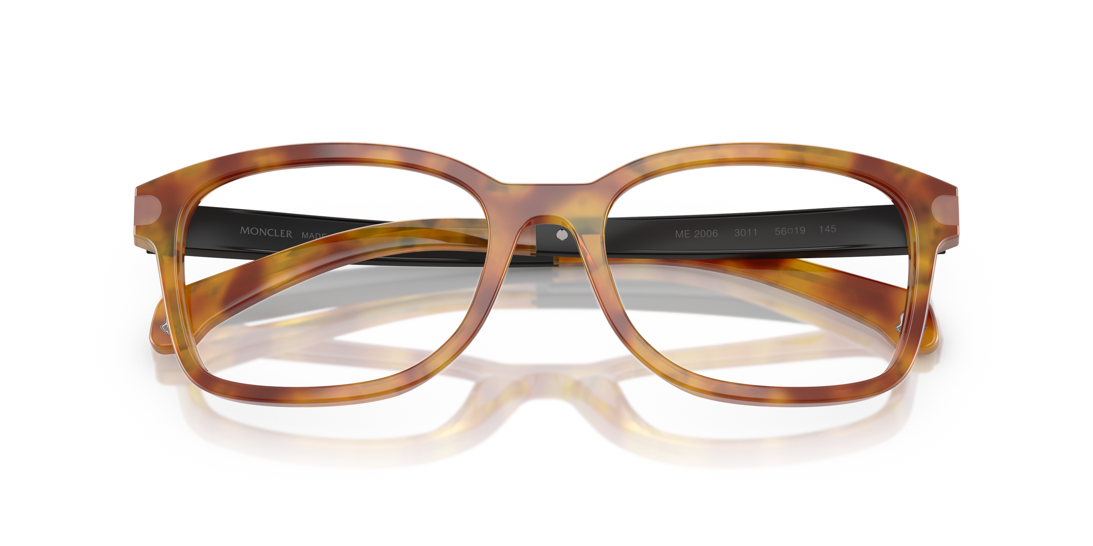 Moncler Unisex Moncler ME2006 3011 Optical frames Acetate Turtle Transparent Pillow Norma