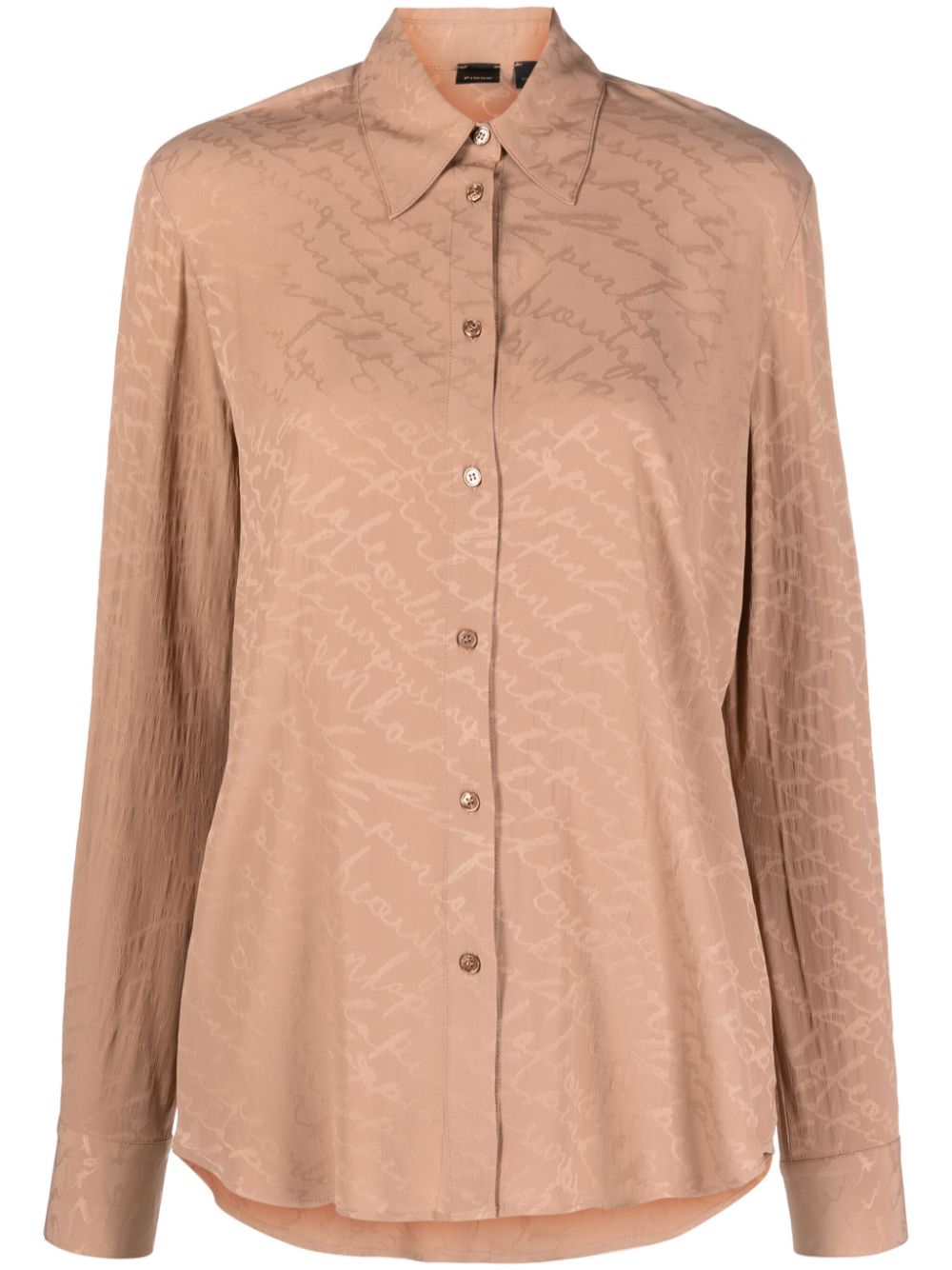 Logo-print satin-finish shirt - Neutrals