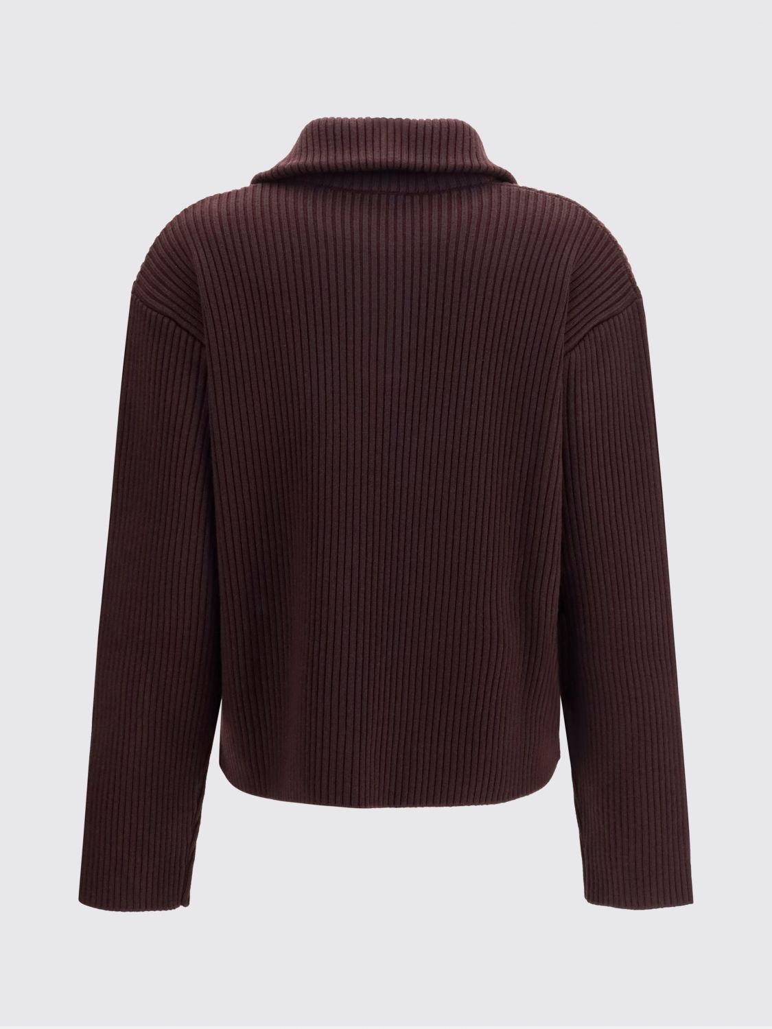 COURRÈGES Ribbed Turtleneck Jumper in Pure Merino Wool with Half-Zip