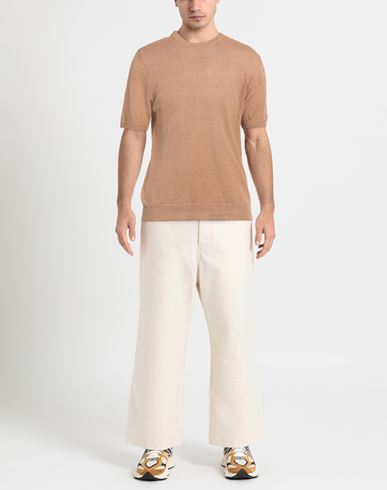 Man Sweater Camel Size 42 Linen