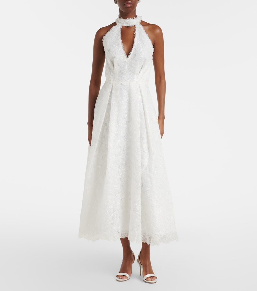 Lavinia embroidered organza cocktail dress