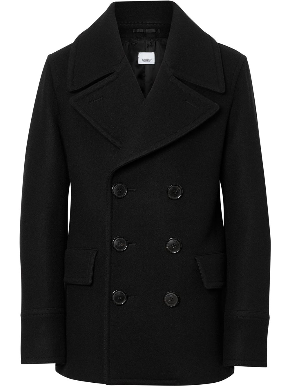 Wool Blend Pea Coat - Black