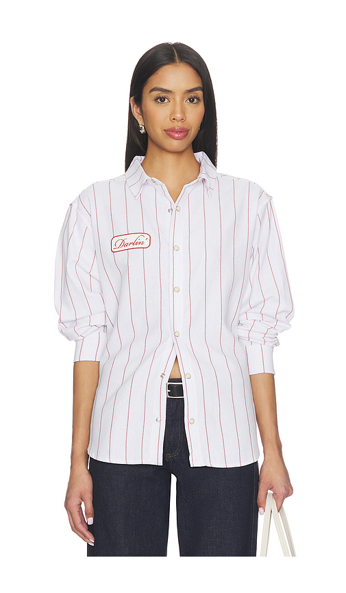 Darlin Mechanic Button Down Shirt in White. - L also in