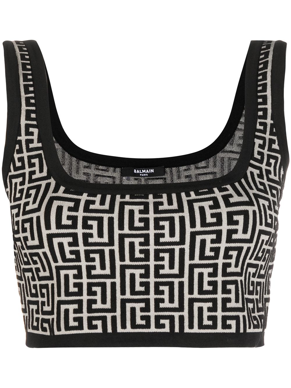 Cropped monogram jacquard vest top - Neutrals