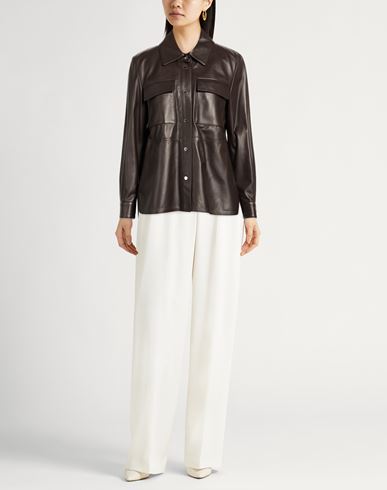 Woman Shirt Dark brown Size 12 Ovine leather