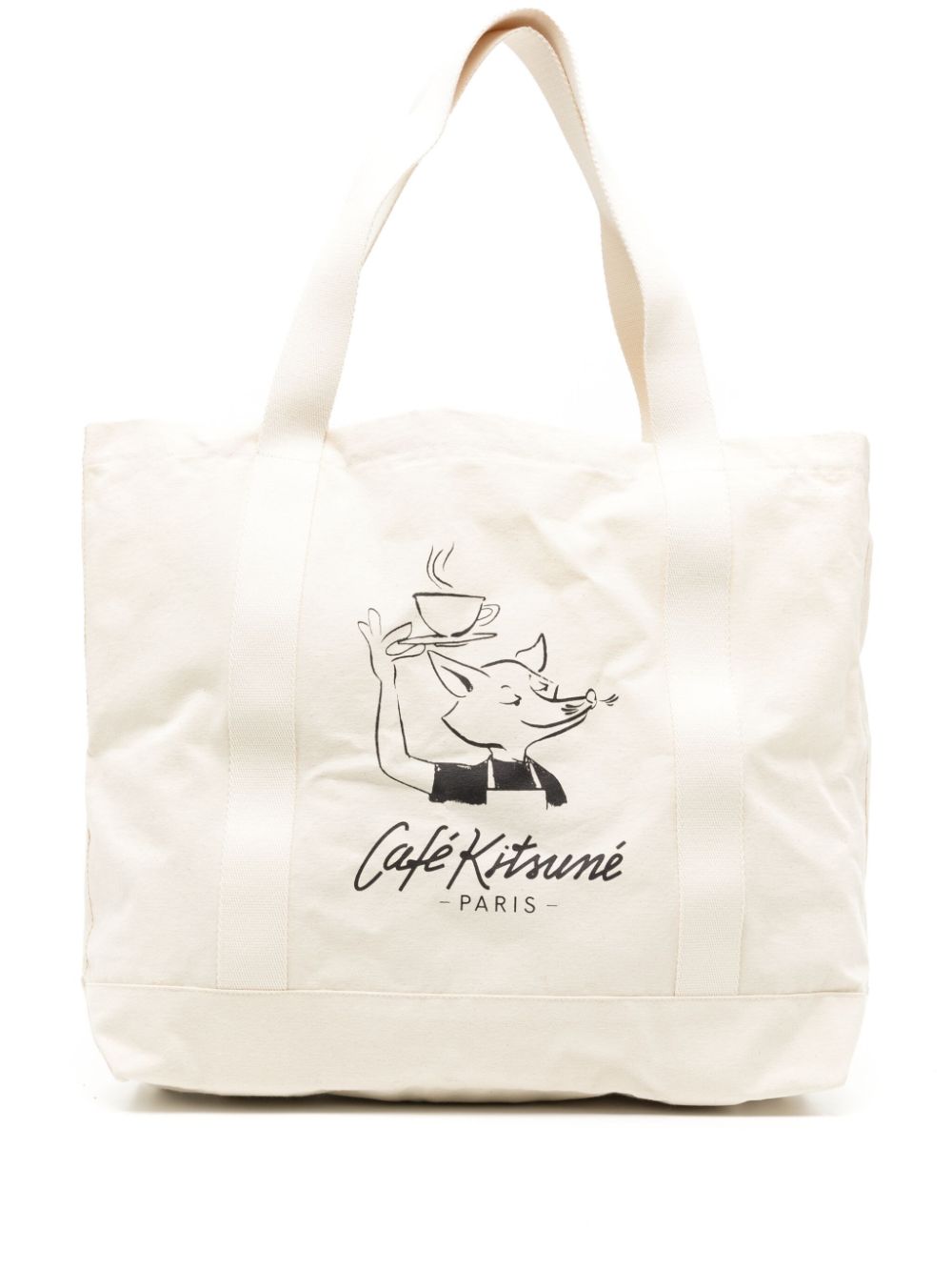 Fox cotton tote bag - Neutrals