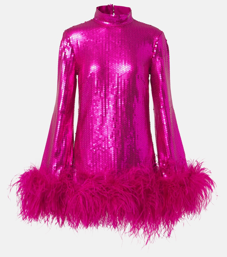 Taller Marmo Gina sequined feather-trimmed minidress