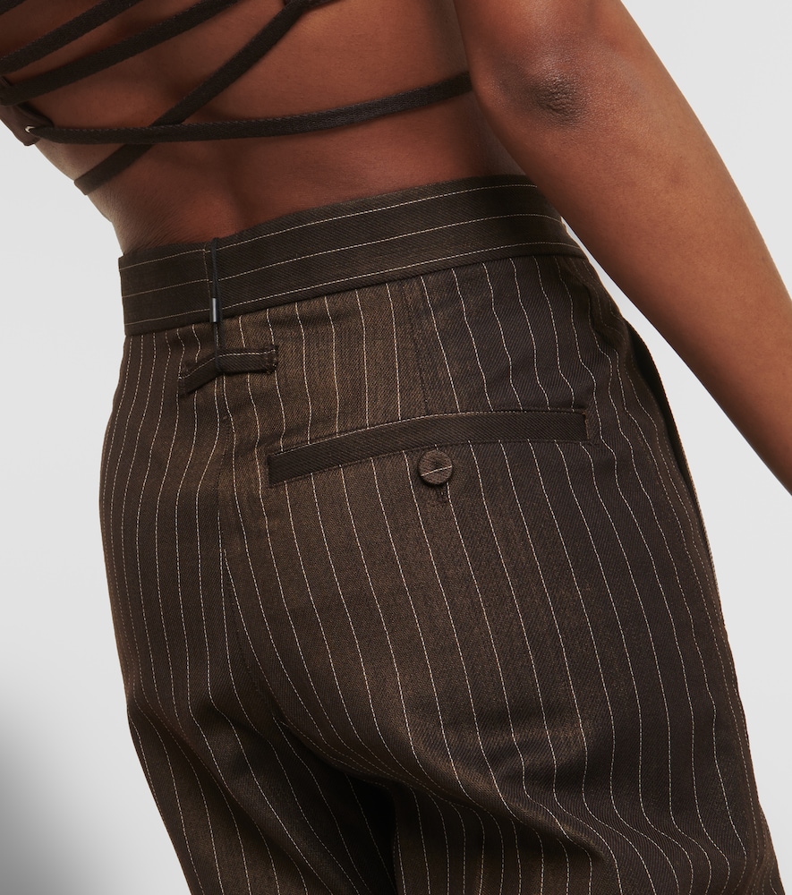Tattoo pinstripe wool-blend maxi skirt
