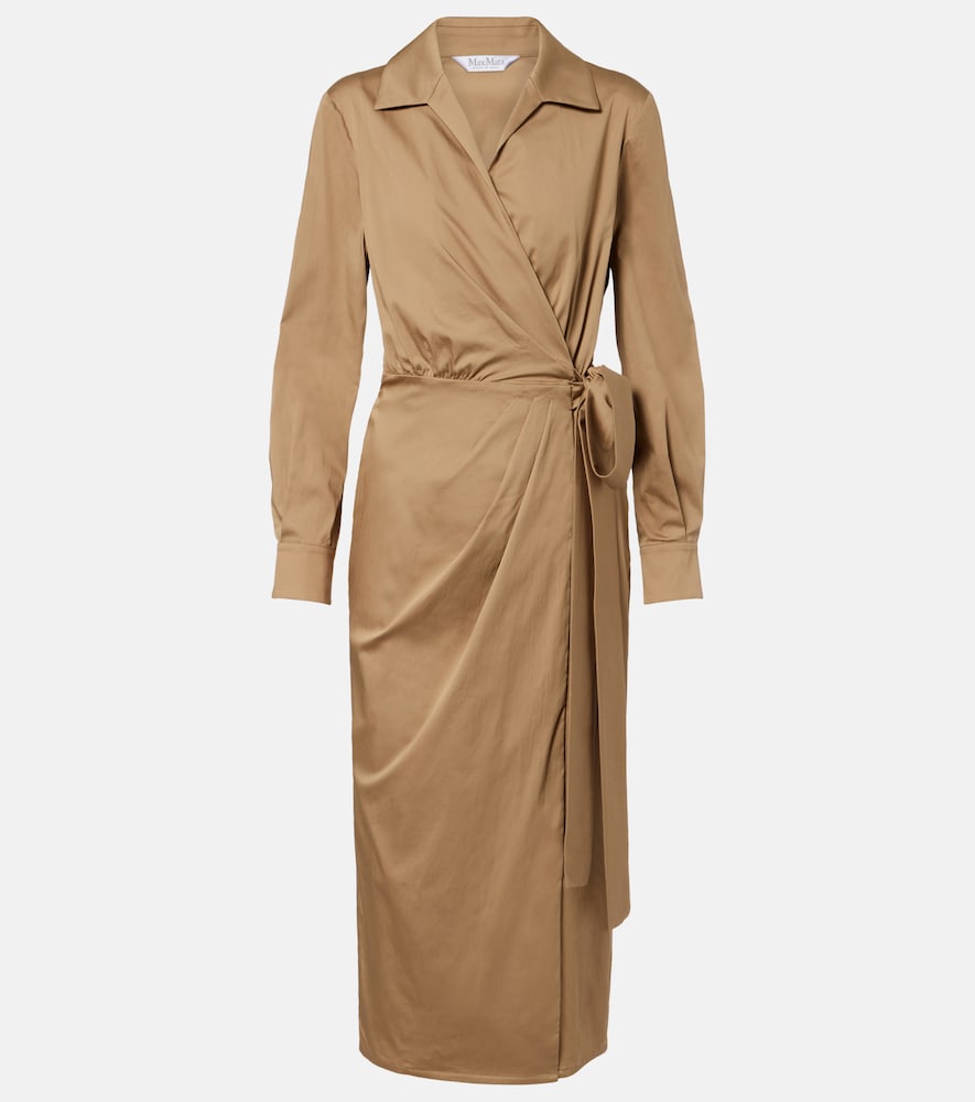 Beta cotton-blend satin wrap dress