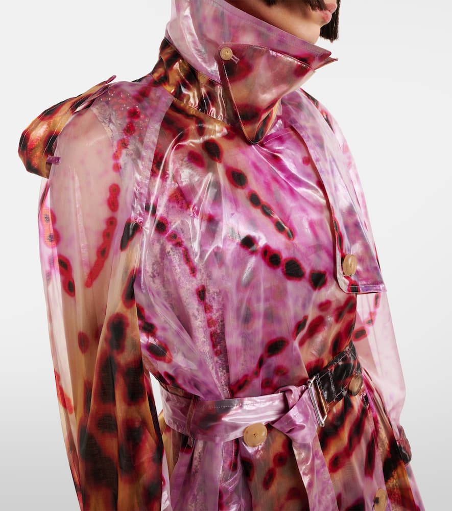 Printed double-breasted trench coat
