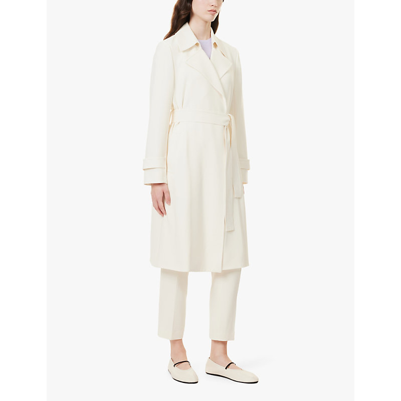 Womens Rice Oaklane Tie-belt Regular-fit Crepe Coat