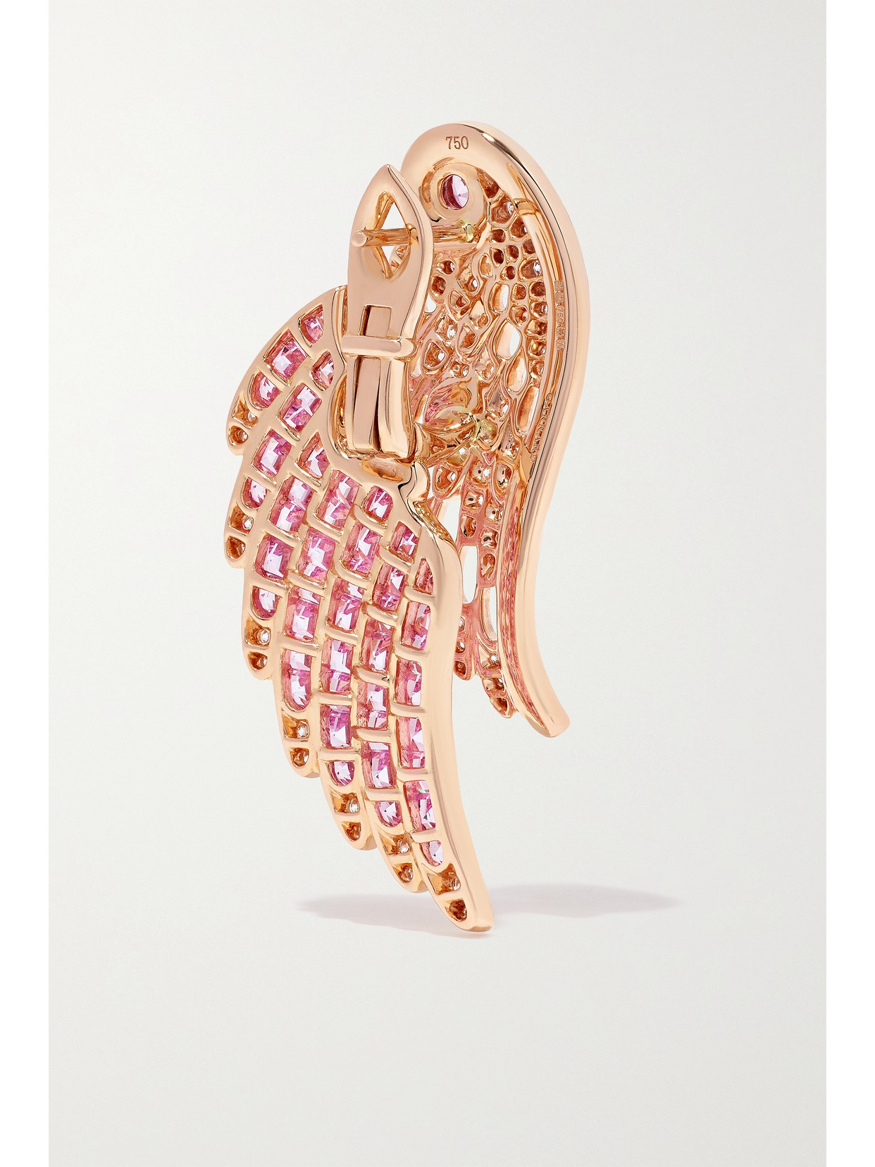 Wings Embrace 18-karat Rose Gold, Sapphire And Diamond Earrings - One size