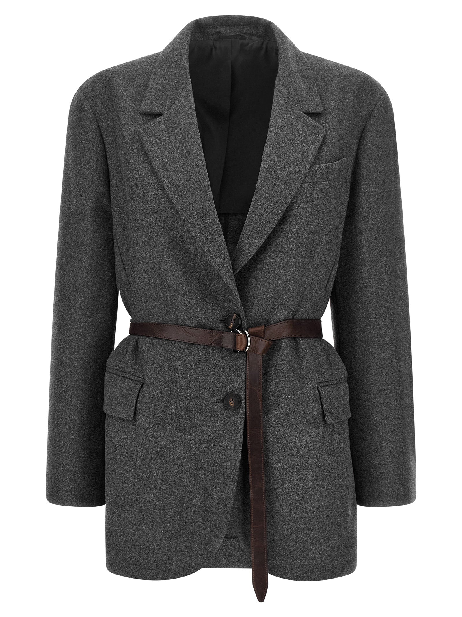 Virgin Wool & Cashmere Blazer — Gray