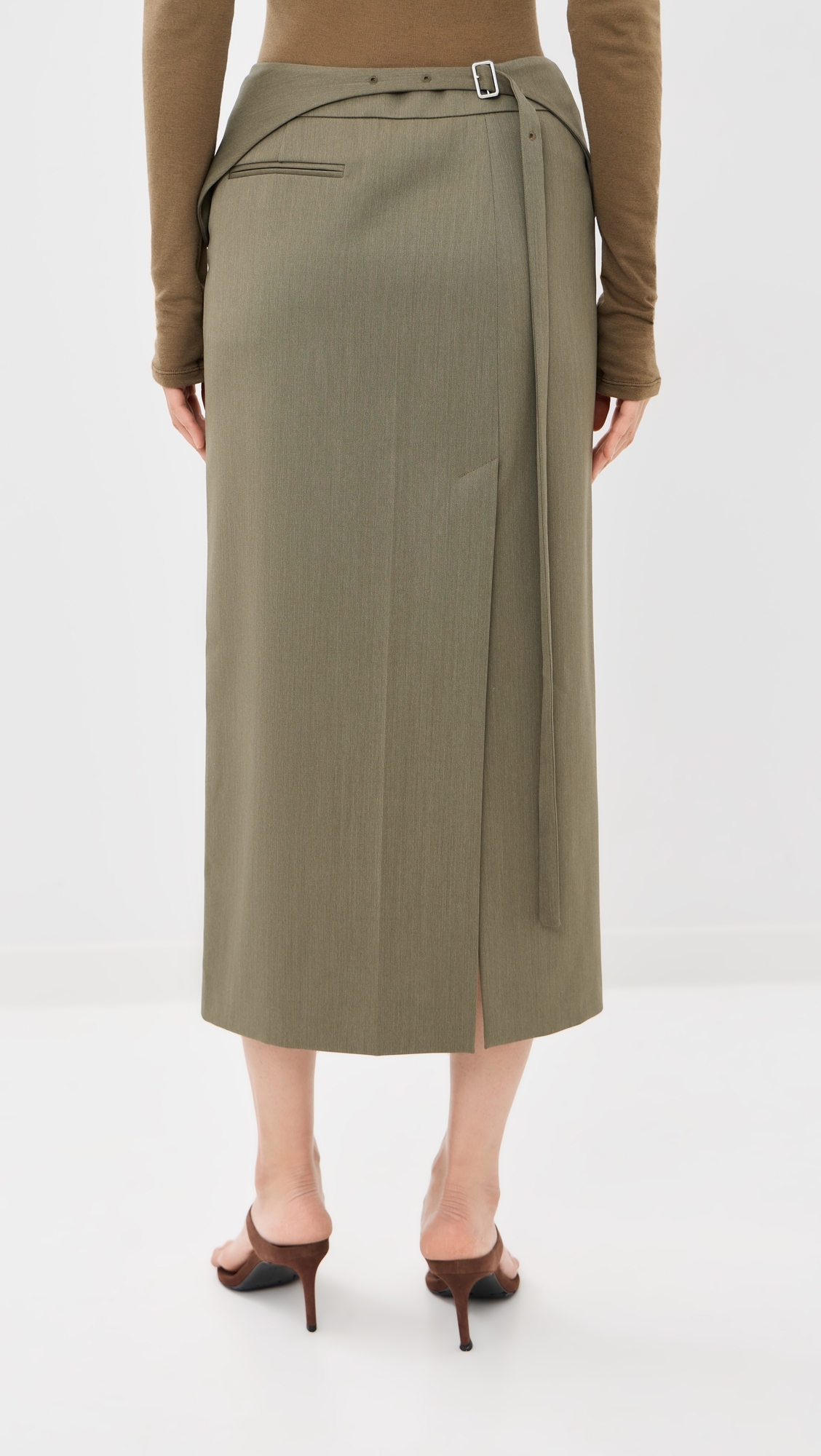 Wrap Detail Skirt Sage Melange