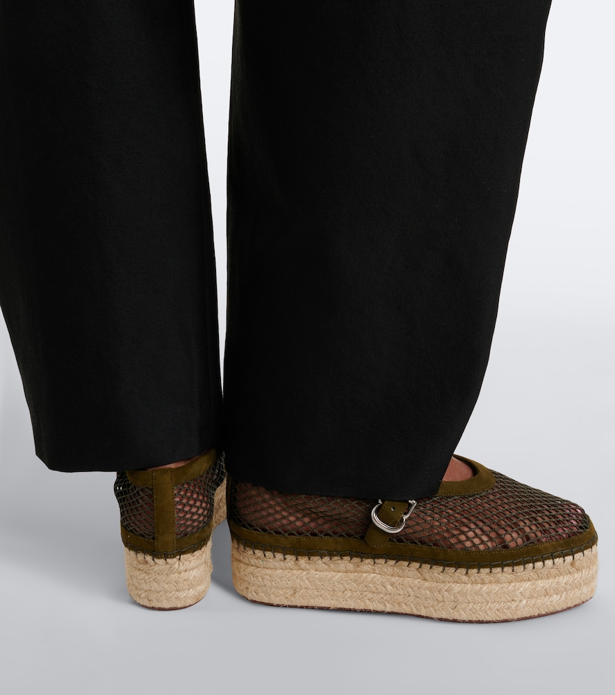 Alaïa Suede-trimmed fishnet espadrilles