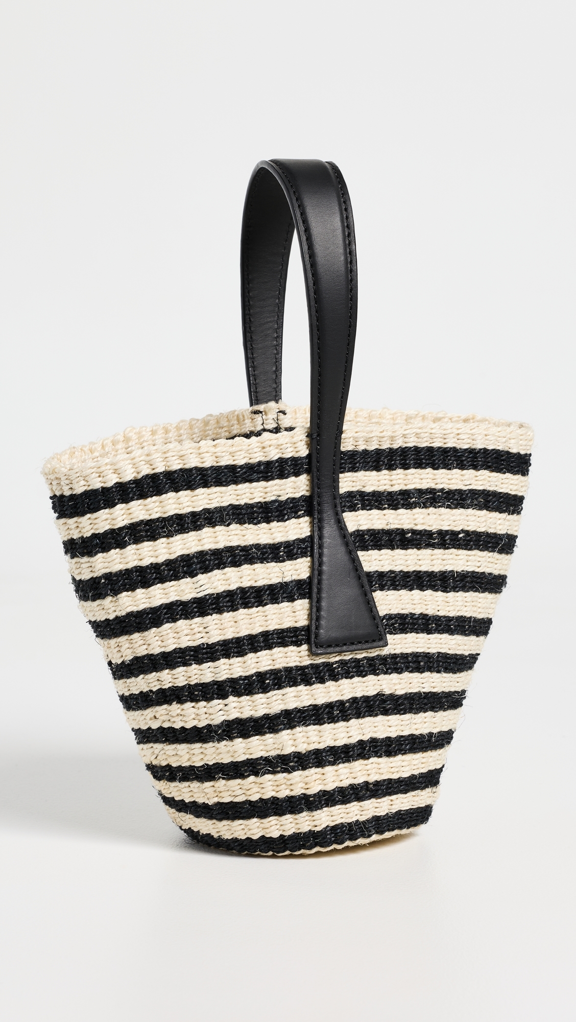 Single Handle Basket Tote Black/Cream Stripe One Size