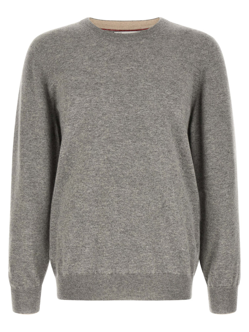 Grey Solid Crew Neck Sweater