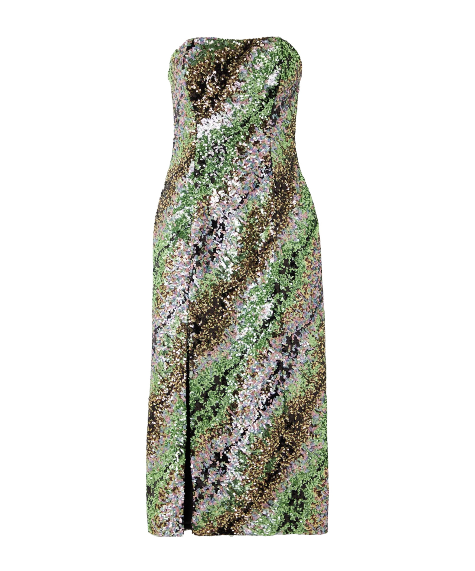 A medium-length silk net dress
