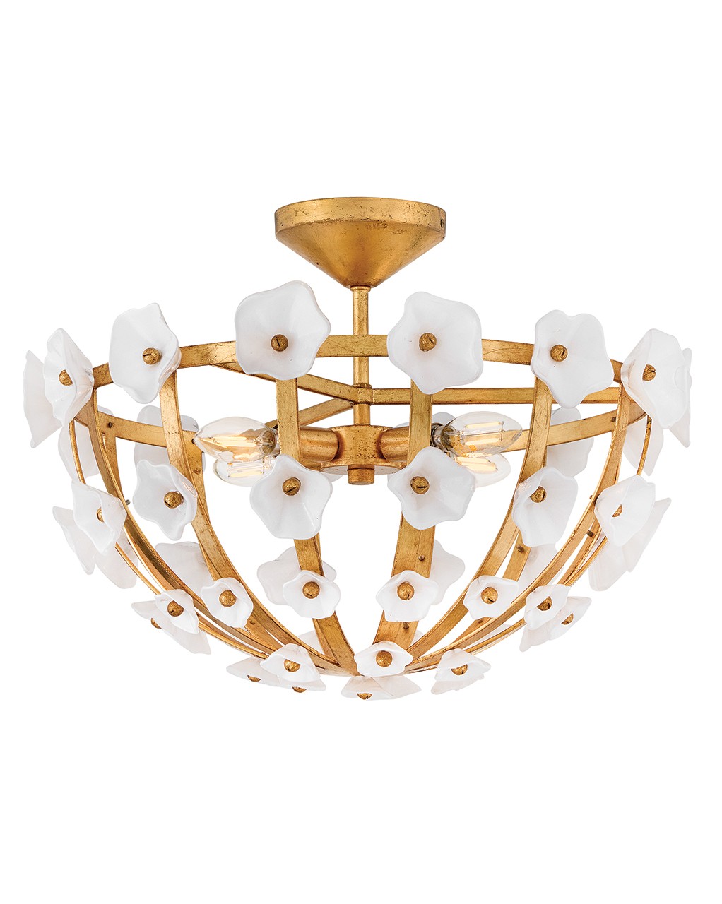 Distressed Brass LED Semi-Flush Mount from the Azalea Collection