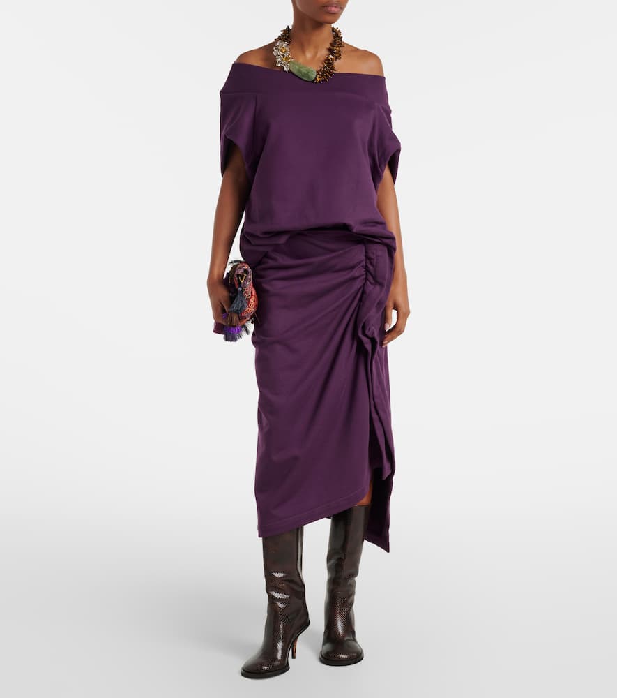 Ruffled cotton jersey midi skirt