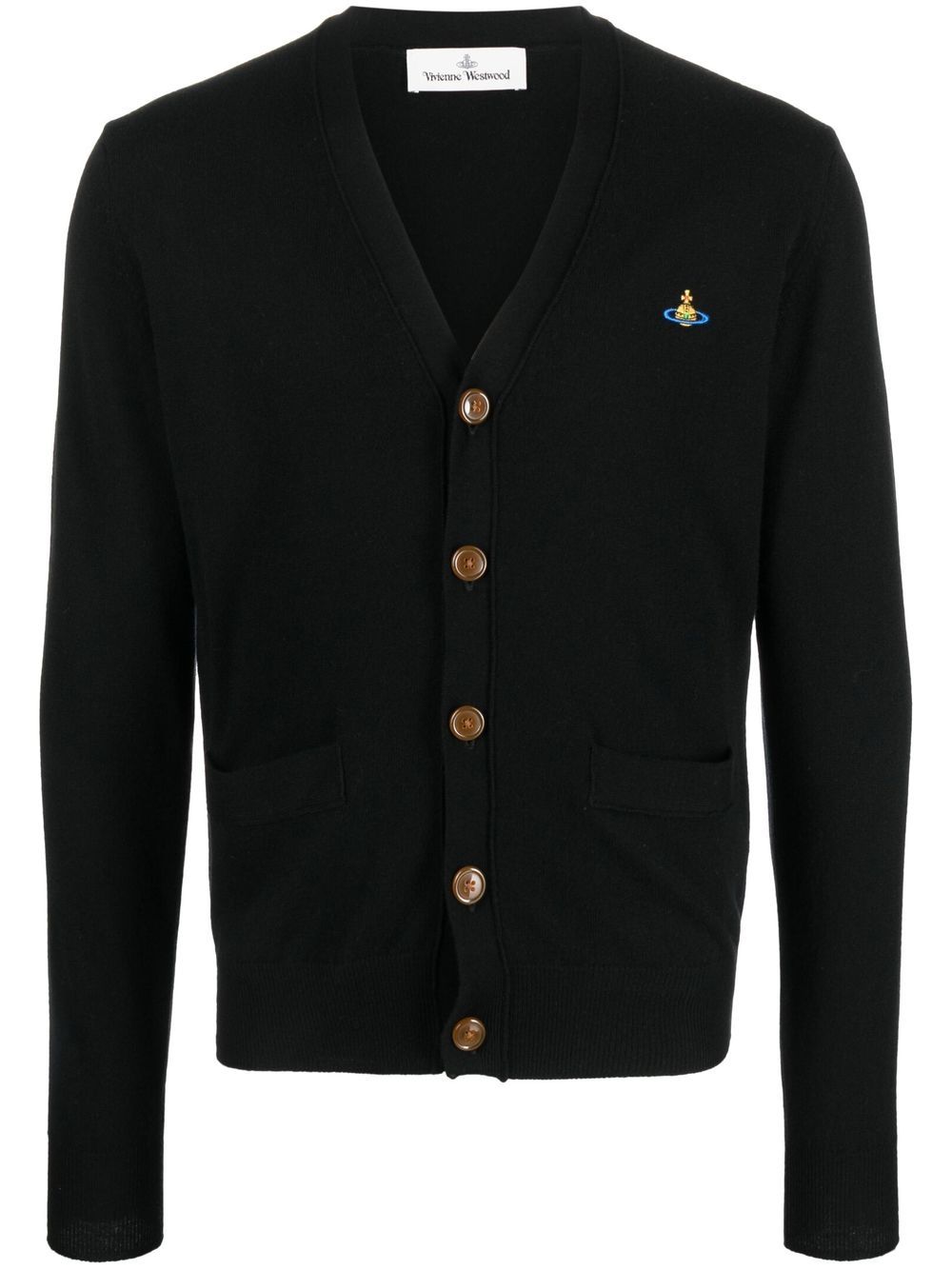 Orb-logo V-neck cardigan - Black