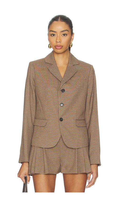FRAME Plaid Riding Blazer in Brown. - 10 also