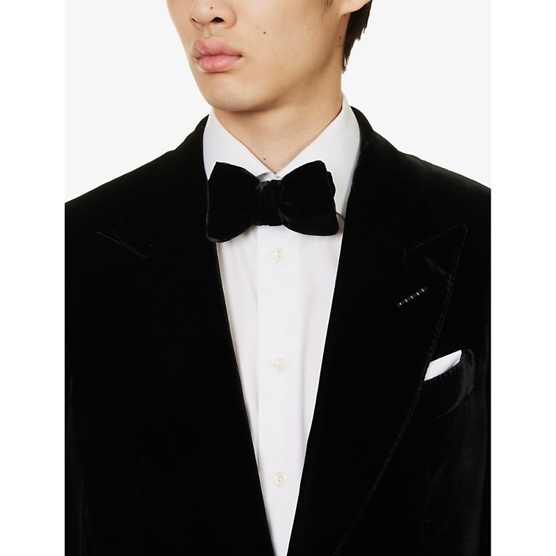 Mens Black Shelton Notched-lapel Regular-fit Velvet Tuxedo Jacket