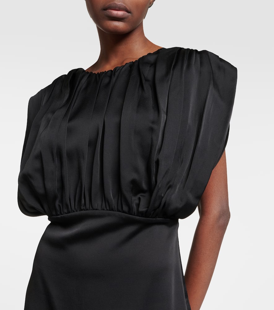 Draped satin maxi dress