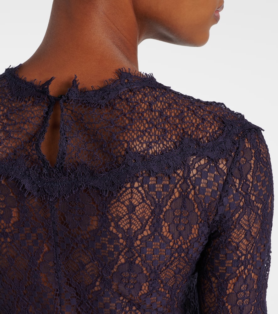 Dolores lace-trimmed silk-blend satin gown