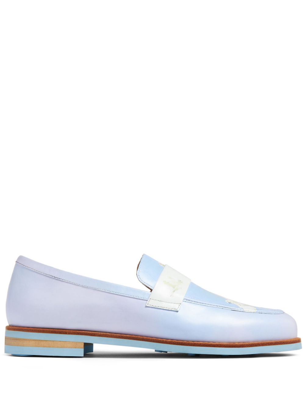 Graphic-print leather loafers - Blue