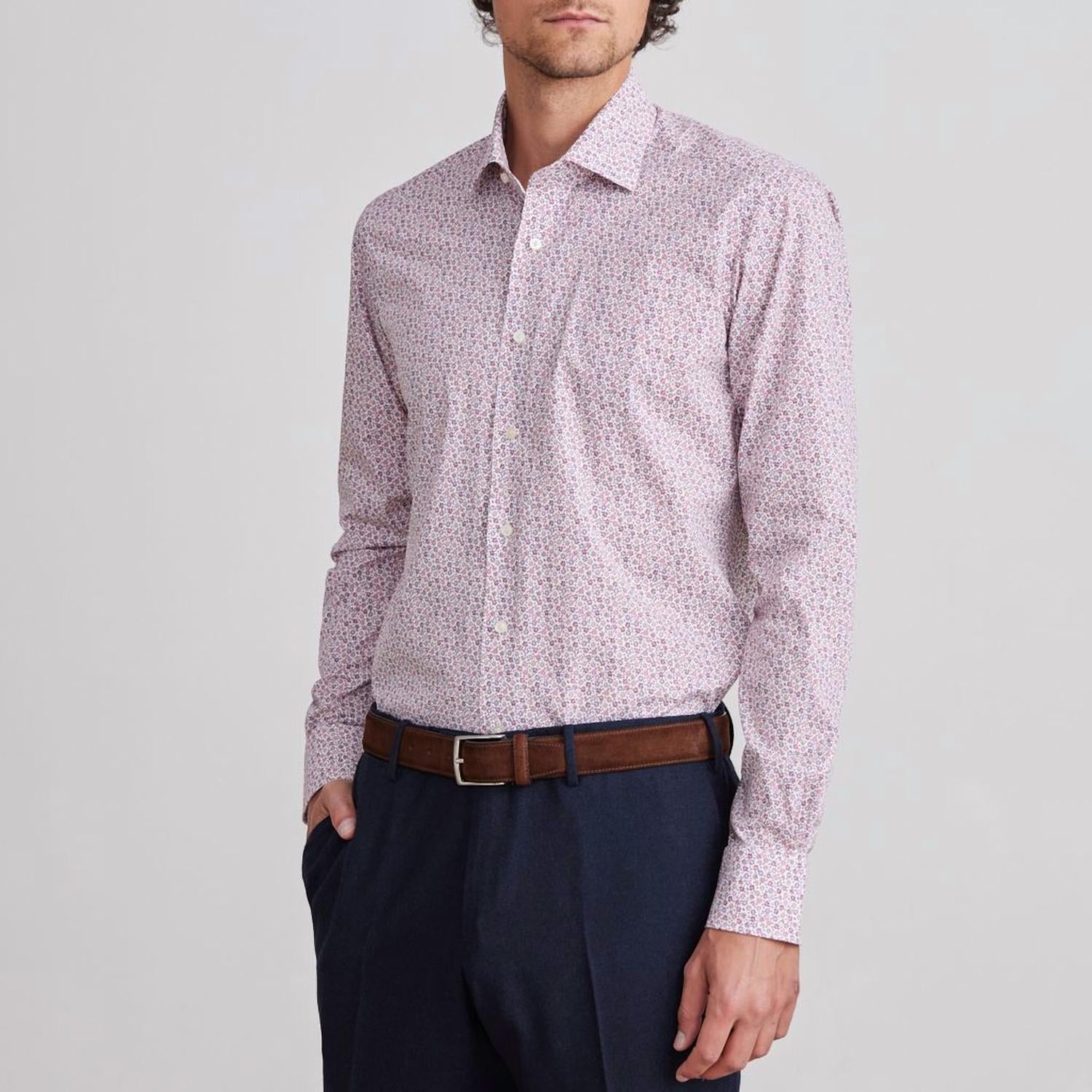 Mr Crown Floral Print Shirt In Red