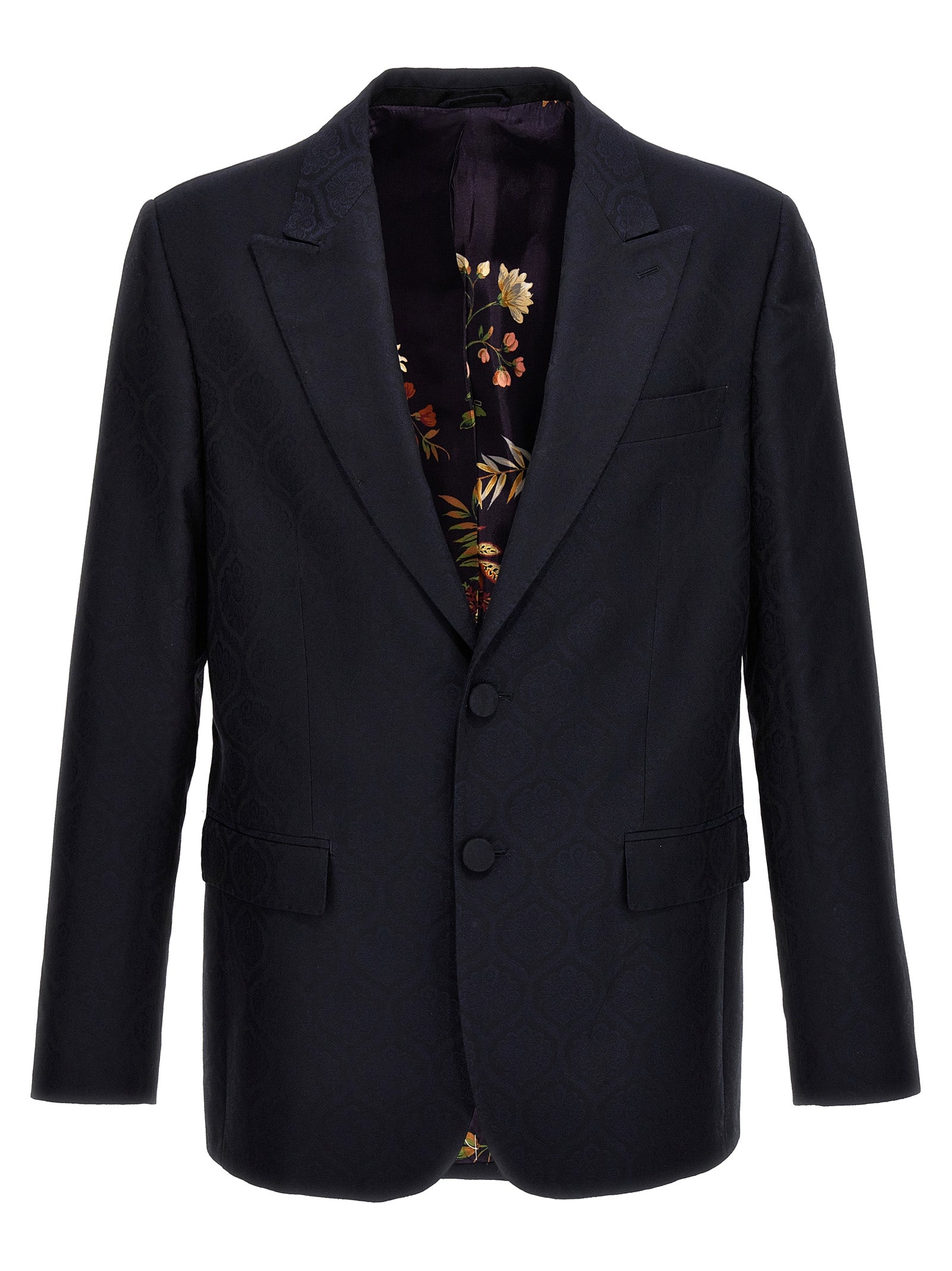 Cotton-Wool Jacquard Blazer — Blue