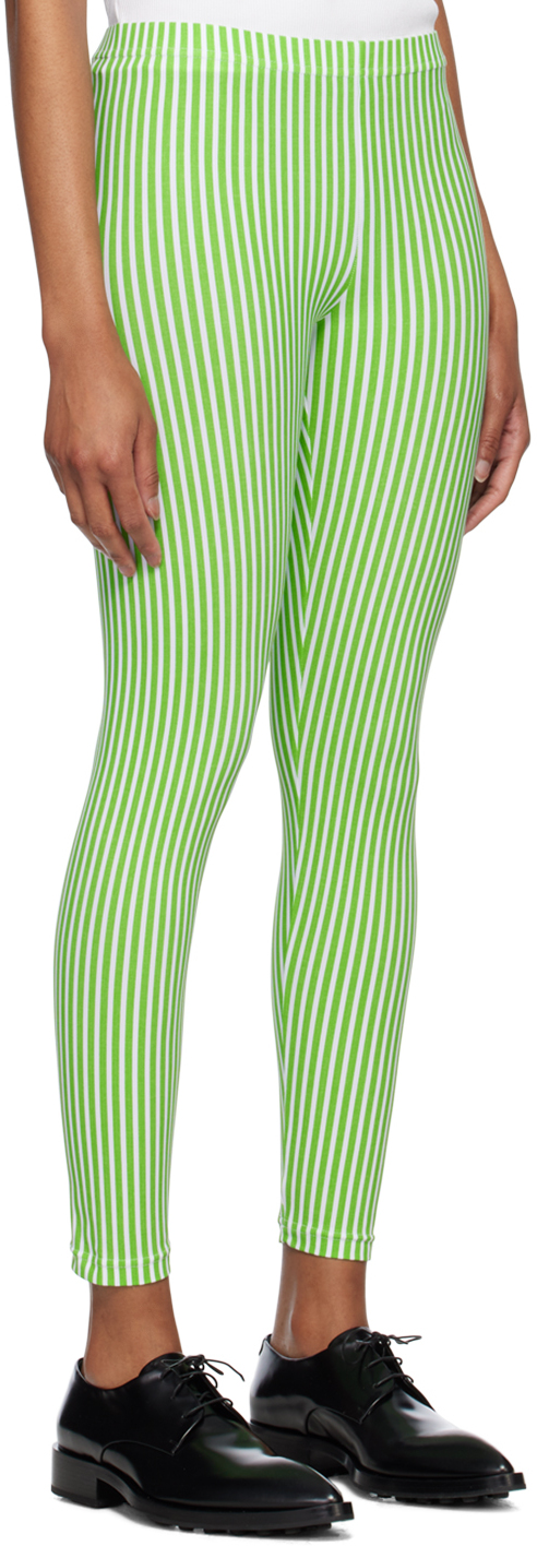 Green &amp; White Stripe Leggings
