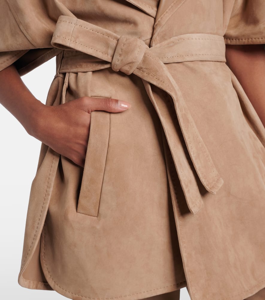 Chiffon suede wrap coat