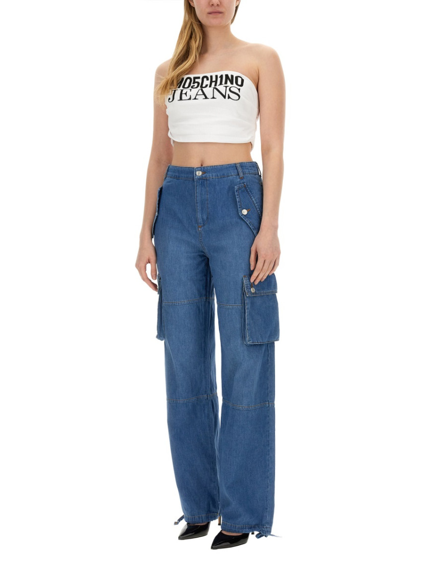 Moschino - wide leg cargo trousers with drawstring he