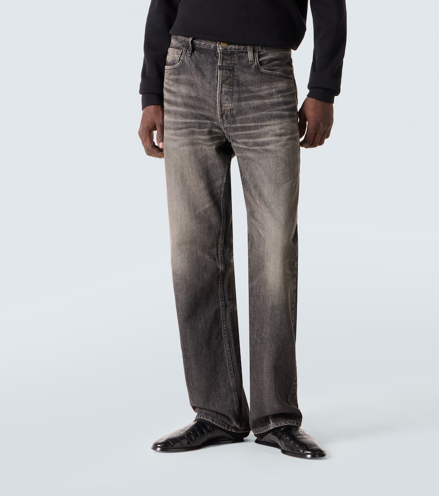 Faded mid-rise straight jeans