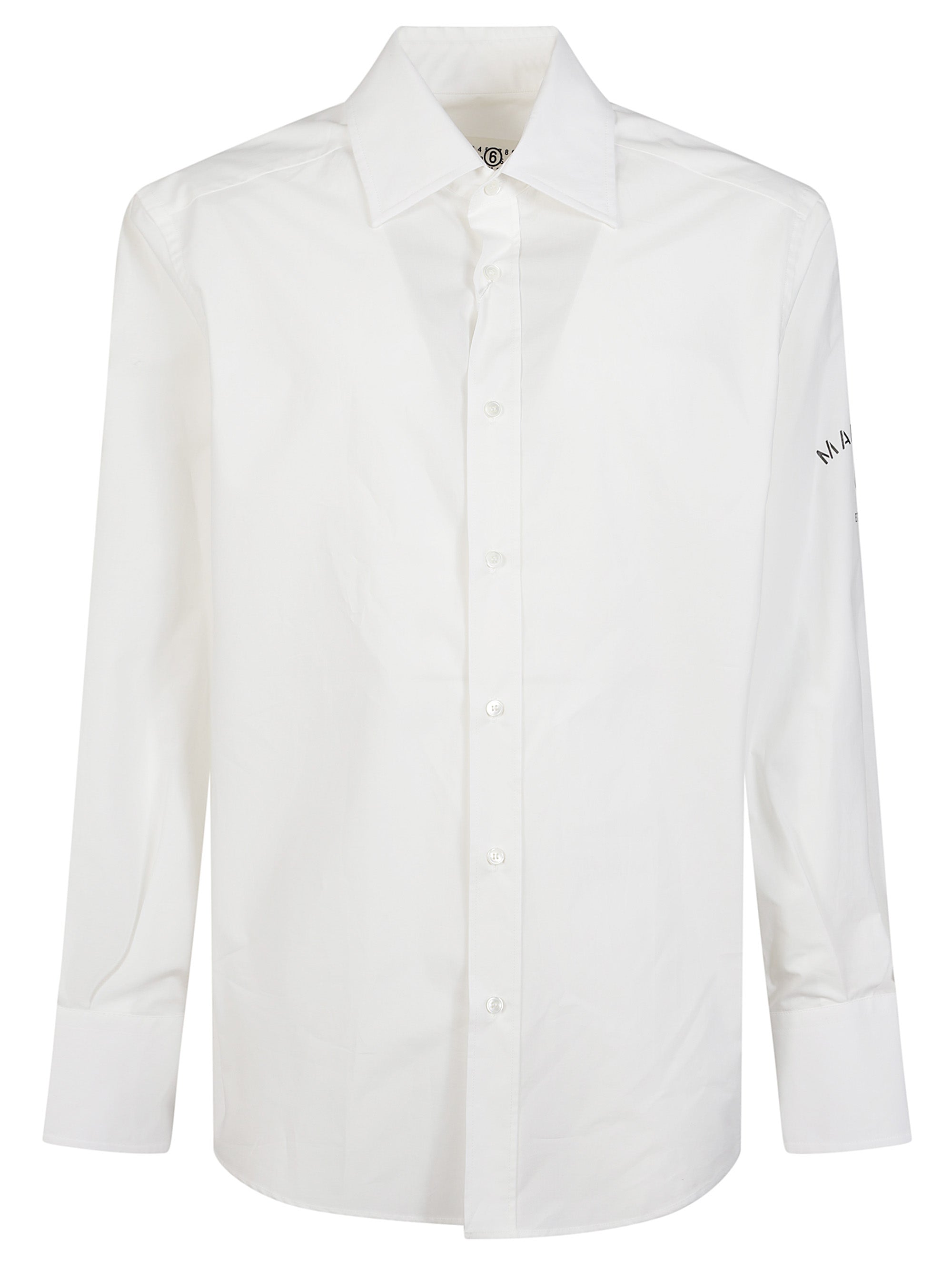 Cotton Shirt with Print on Left Sleeve