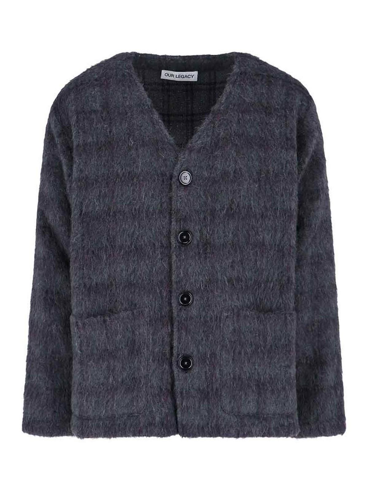 Our Legacy - textured knit v neck sweater front pocket