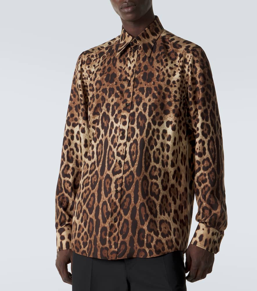 Leopard-print silk shirt