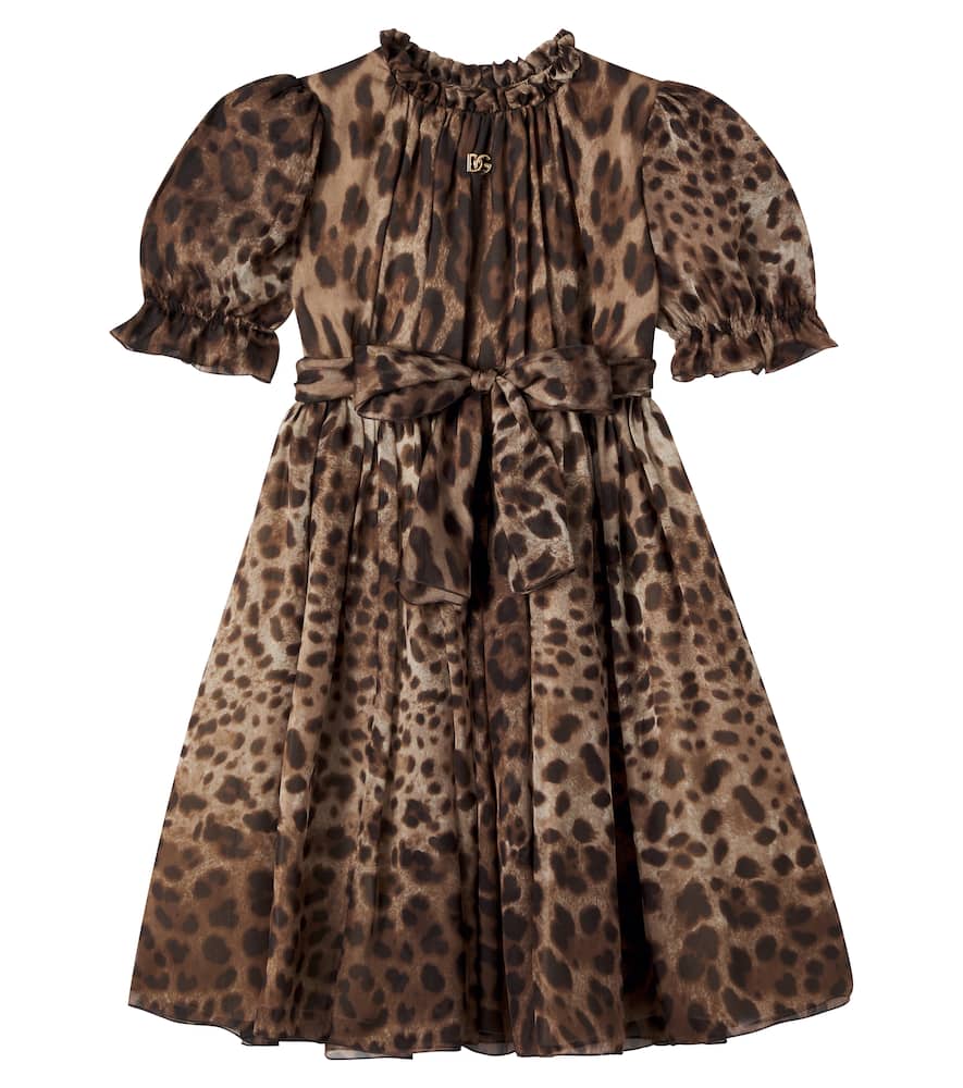 Leopard-print silk chiffon dress