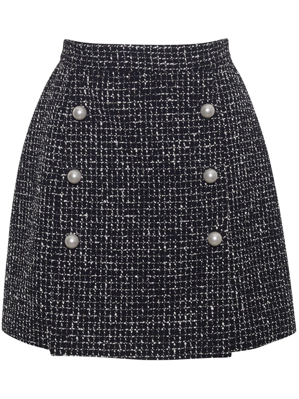 Double-breasted tweed skirt - Black