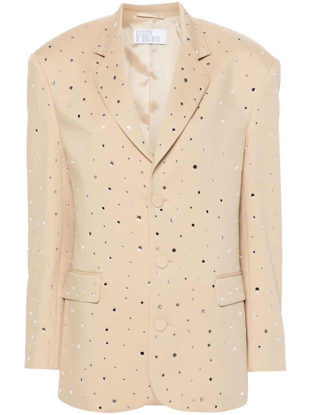 Rhinestone-embellished single-breasted blazer - Neutrals
