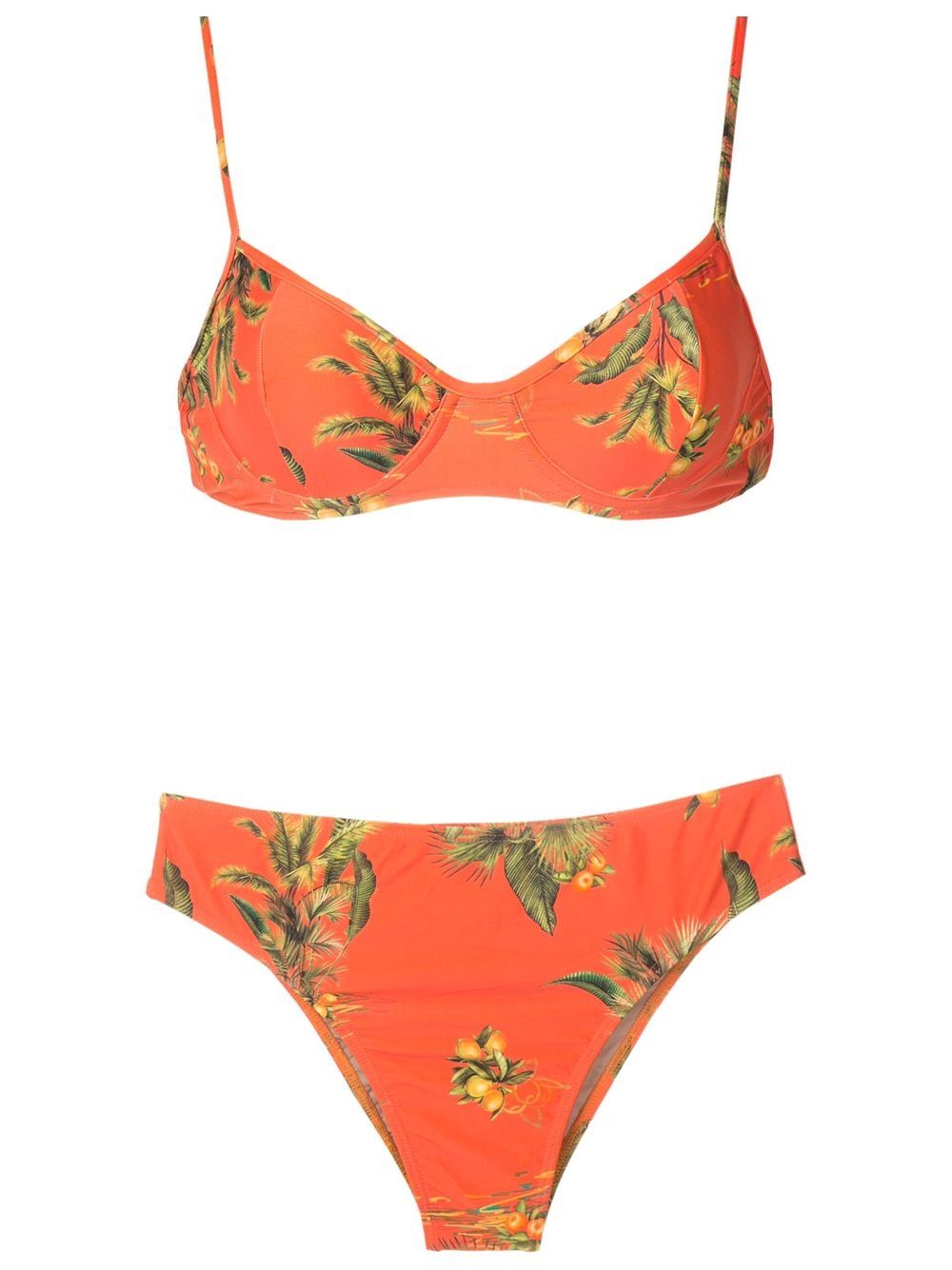 Floral-print two-piece bikini - Orange