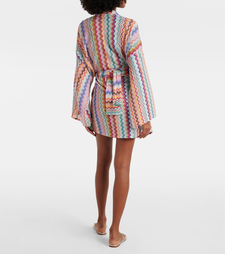 Zig Zag oversized lamé wrap cardigan