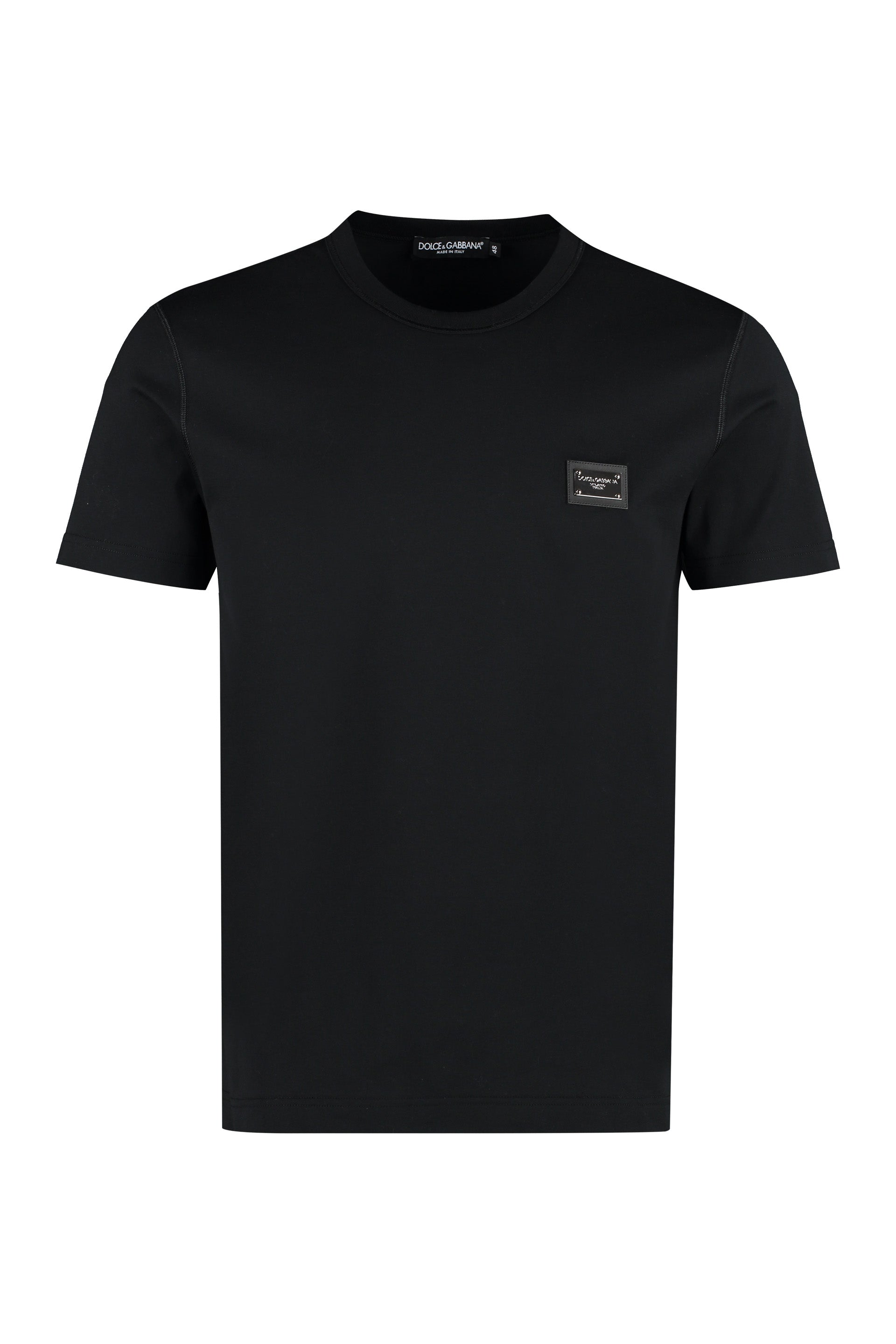 Cotton T-shirt with Logo Plaque