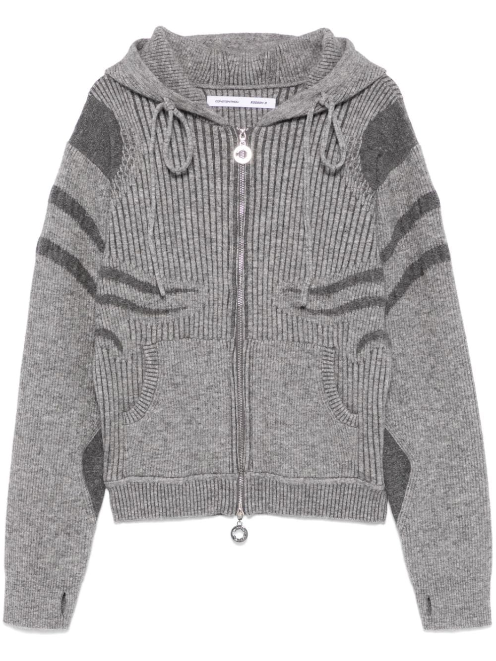Ribbed-knit hoodie - Grey