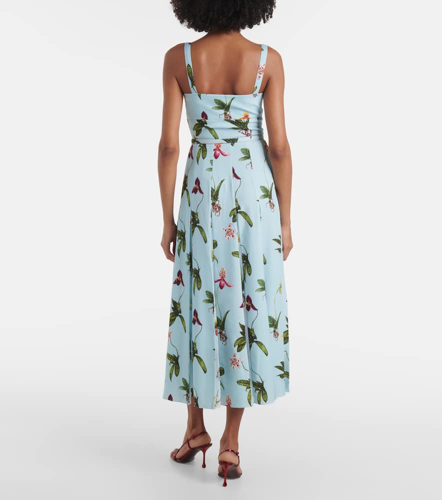 Floral belted cady midi dress