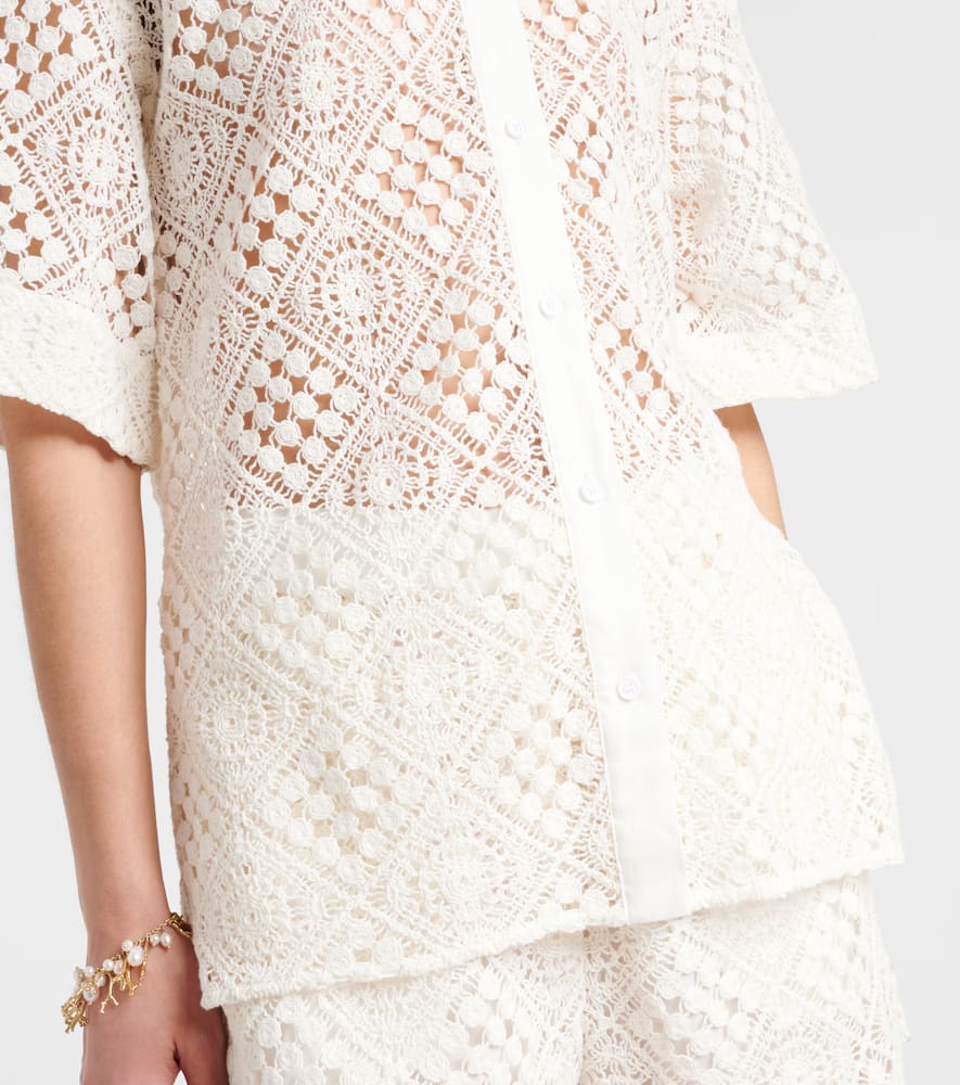 Crochet cotton-blend shirt